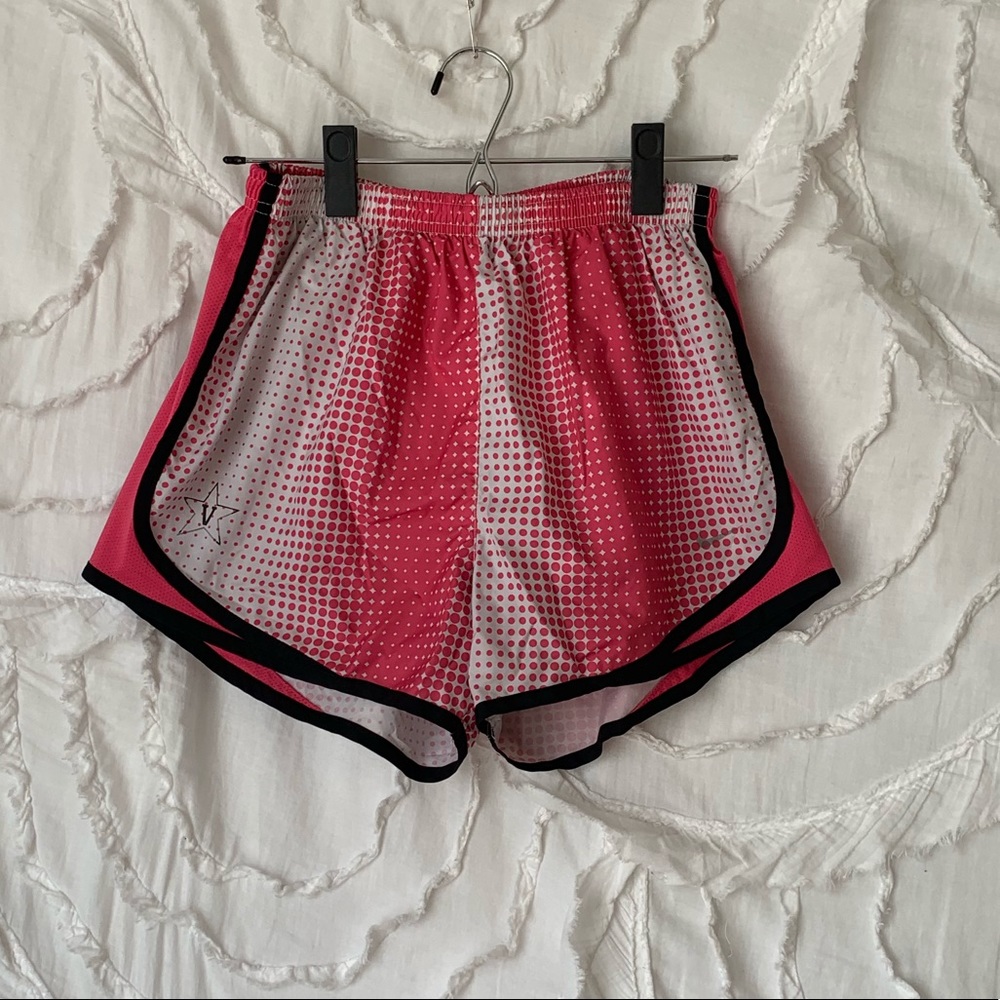 pink and white splatter polka dot nike shorts!